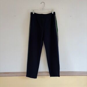 Boden Women's Navy Trousers with Green Blue Gold Sparkle Tuxedo Stripe Size US 2